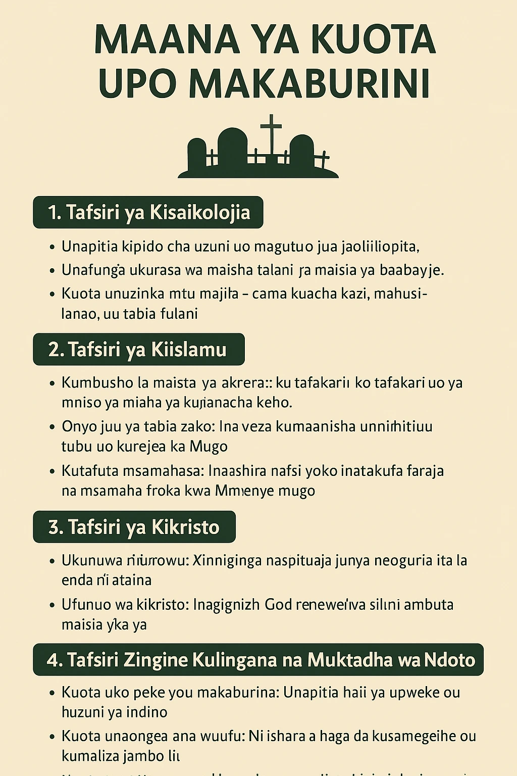 Infographic ya maana ya kuota upo makaburini