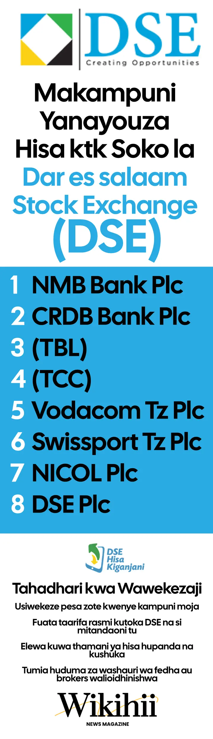 Makampuni Yanayouza Hisa ktk Soko la Dar es salaam Stock Exchange (DSE)