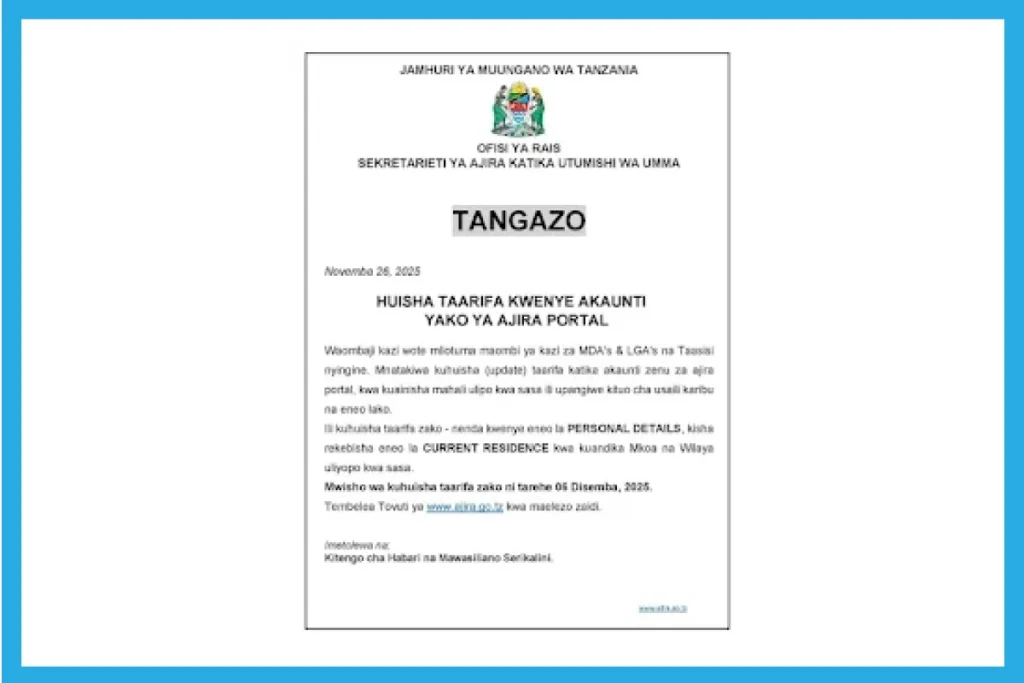 Update Your Information on Your Ajira Portal Account – November 2025